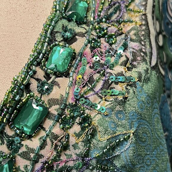 Raviya V-Neck Embellished Sheer Tunic Top With Flare Sleeves Size Small - Picture 7 of 10